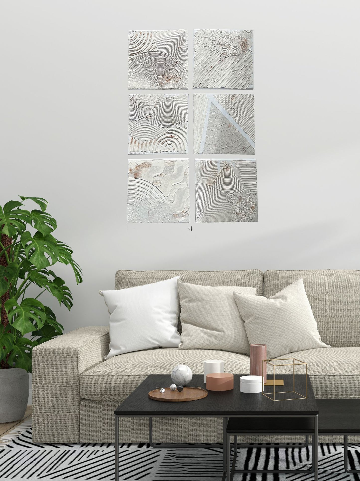 Sand and Taupe minis | Textured art | Plaster art