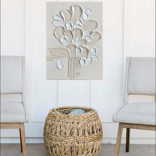 White petals on neutral | Textured art | Plaster art