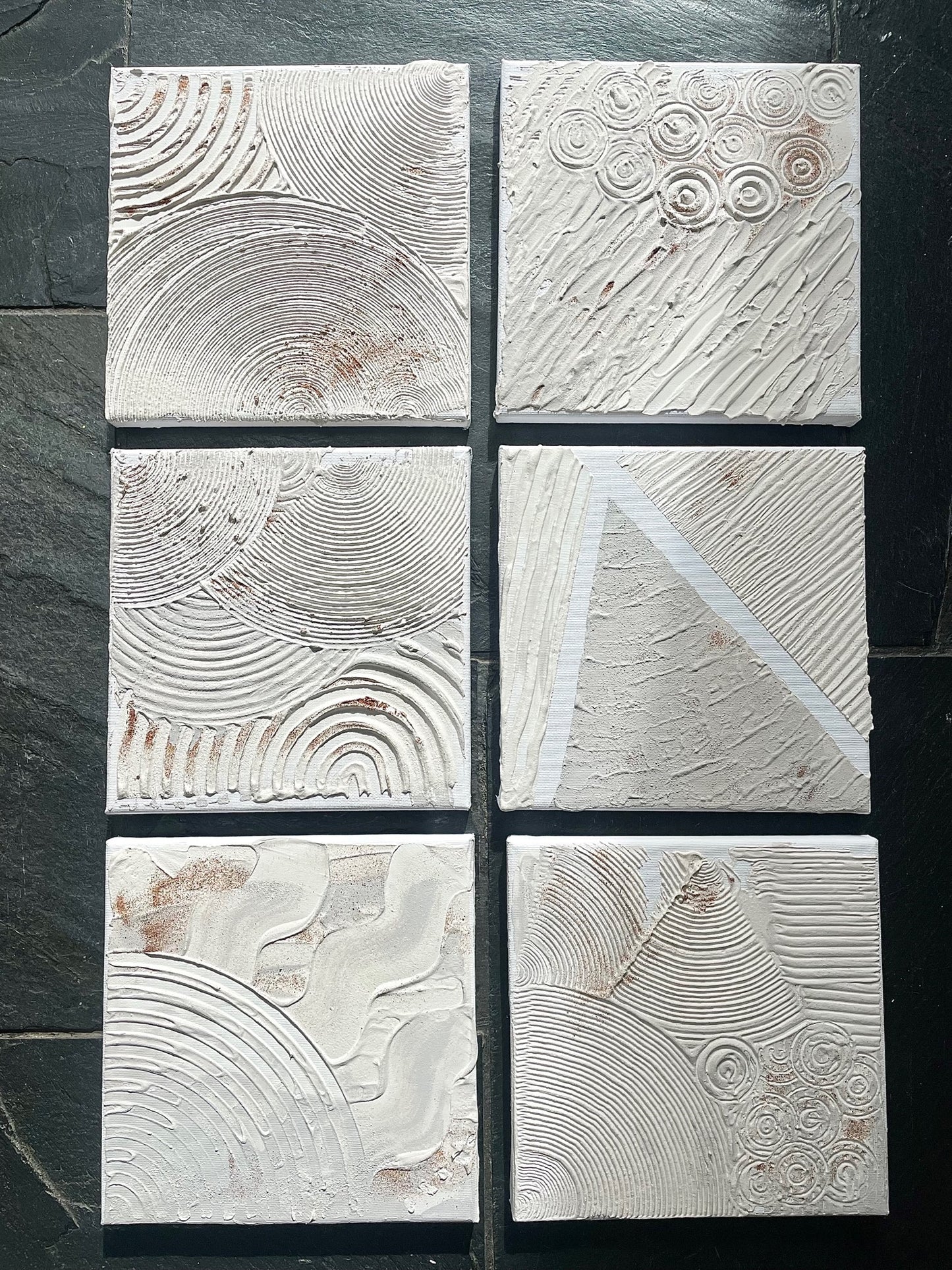 Sand and Taupe minis | Textured art | Plaster art